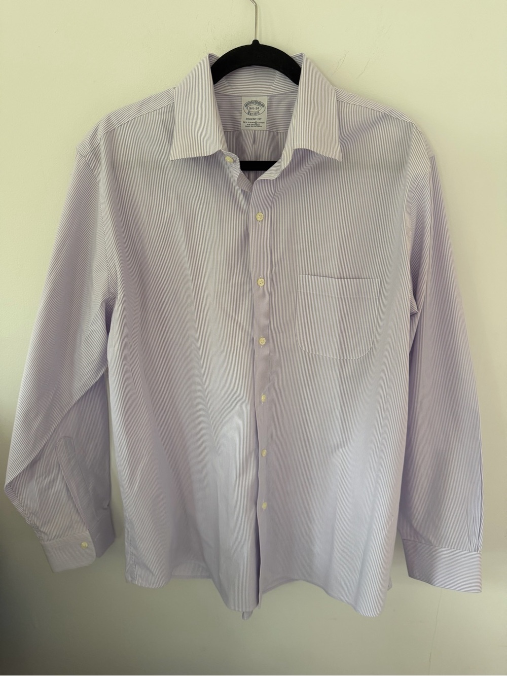 Brooks Brothers Lavender and White Fine-Stripe Dress Shirt